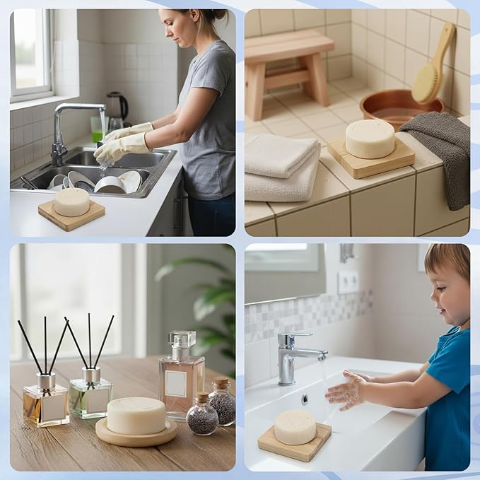 20Pcs Bamboo Soap Dishes 3 Inch Wooden Soap Tray Soaps Holder for Bathroom Shampoo Bar Holder for Shower Bamboo Round Soaps Dish Self-Draining Bar Soap Holder for Home Kitchen Travel Bath Tub