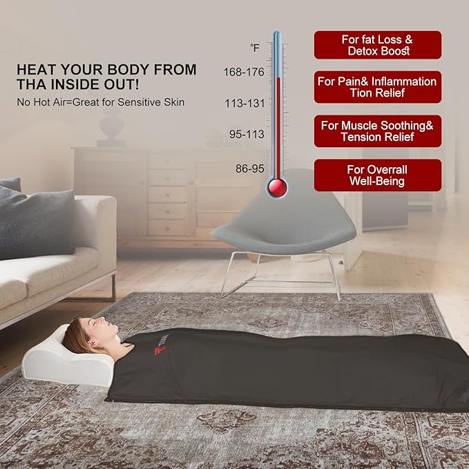 Sauna Blanket,Far Infrared Sauna Blanket,Sauna,Portable Sauna for Home Relaxation and Detoxification,Temp Range 77–176 °F