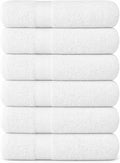 KAHAF COLLECTION 6 Pack Bath Towels Set (27 x 54 Inches) 100% Ring Spun Cotton, Lightweight, Quick Dry, Highly Absorbent Towels (White, (27x54) Inches)