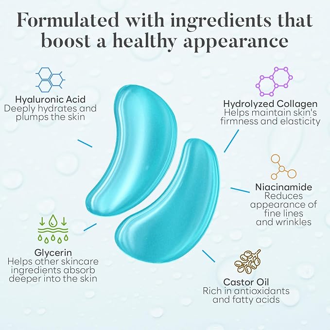 AURAE Hyaluronic Acid Under Eye Patches (30 Pairs) - For Dark Circles & Puffiness - Hydrating Eye Mask for Care