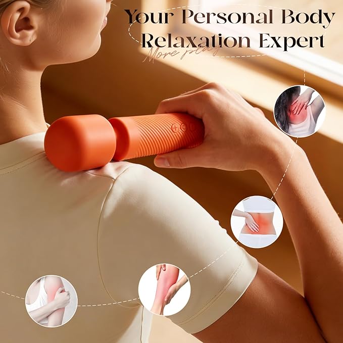 MOOLIGIRL Handheld Massager-Cordless Massage Tool with 4 Speeds 5 Modes, 360° Flexible Head, IPX6 Waterproof & Body-Safe Silicone for Muscle Relaxation