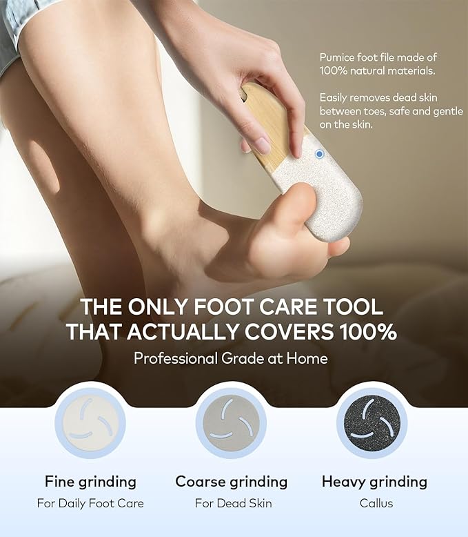 Rechargeable Electric Callus Remover for Feet with Vacuum, Pumice Stone Foot File for 100% Full Foot Care Coverage, 2-Speed & 3 Grinding Heads, Ideal Gift for Dead, Hard Cracked Dry Skin, White