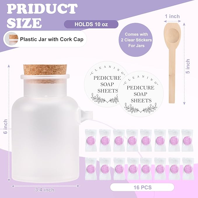 Pedicure Foot Spa Tablets 10 Oz Plastic Bath Salts Jar Foot Soak Tablets Manicure Soak Balls Softens Skin Botanicals Lavender Essential Oil Fast Dissolving Pedicure Supplies