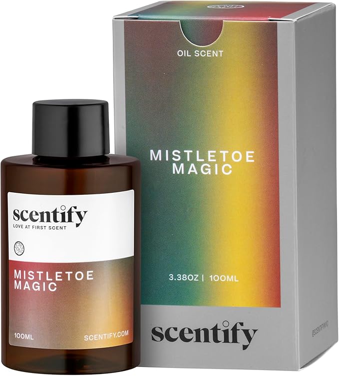 Scentify Holiday Mistletoe Magic Aroma Oil Christmas Refill Scent for Oil Diffusers - Pine, Oak, Moss, Clove, Cedar - Luxurious Relaxing Aromatherapy Fragrance 100ml, 3.38oz