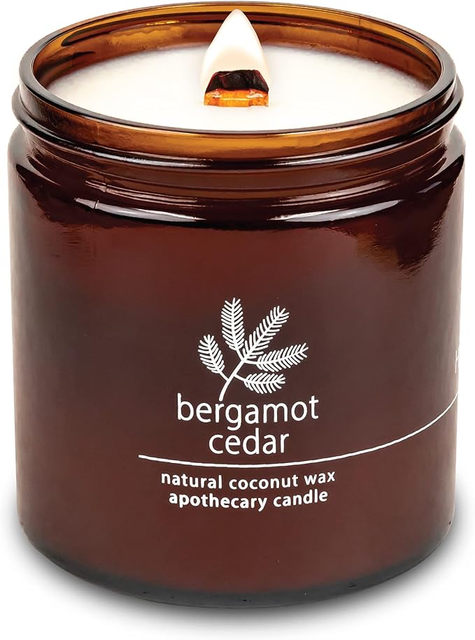 Hemlock Park Bergamot Cedar Apothecary Hand-Poured Scented Candle | Crackling Wood Wick, Botanical Fragrance & Coconut Wax | Up to 90 Hour Burn Time | 16 oz