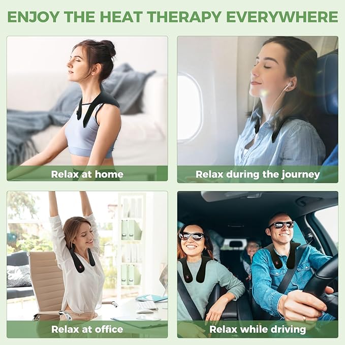 Cordless Electric Heating Pad for Neck and Shoulder, Portable Heated Neck Wrap with 3 Heating Levels, 4000mAh Rechargeable Small Thin Mini Heated Brace 30Mins Auto-Off(Black)