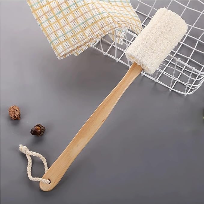 Back Loofah Scrub Loofah Sponge Long Handle Loofah Shower Bath Brush On a Stick Body Scrub Brush Scrubber Loofah Exfoliating Body Eco-Friendly Sponge