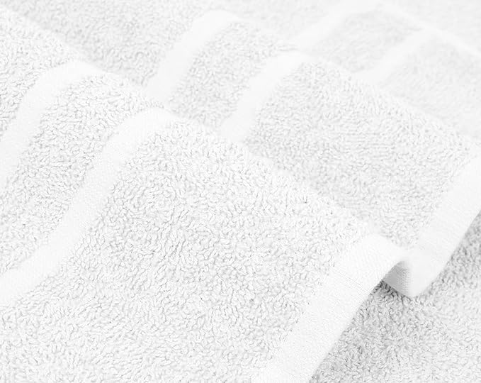 Basic Medium Bath Towels 24x48 Inches – Pack of 6 – White Color – Soft and Absorbent Multipurpose Cotton Towels for Bathroom, Spa, Gym, Salon, Hotel, Clinics and Everyday Use