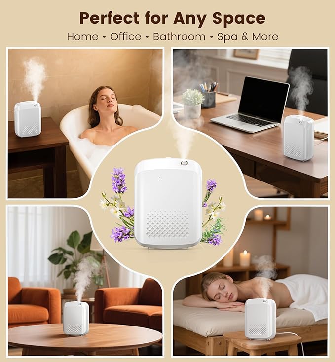 XEITIN Waterless Essential Oil Diffuser 3000 Sq.Ft Coverage for Large Home Hotel Office, 400ml Cold Air Scent Machine, Bluetooth App Control, No-Noise Aroma Diffuser Wall Mount Gift for Mom for Her