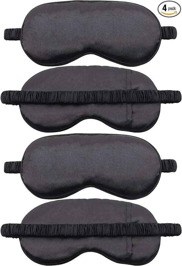 4 Pack Sleep Mask for Women & Men, 100% Blackout Silky Eye Cover, Zero Eye Pressure Soft Satin Blindfold with Elastic Adjustable Strap, Lightweight Night Eyes Shade for Travel Nap Side & Back Sleepers
