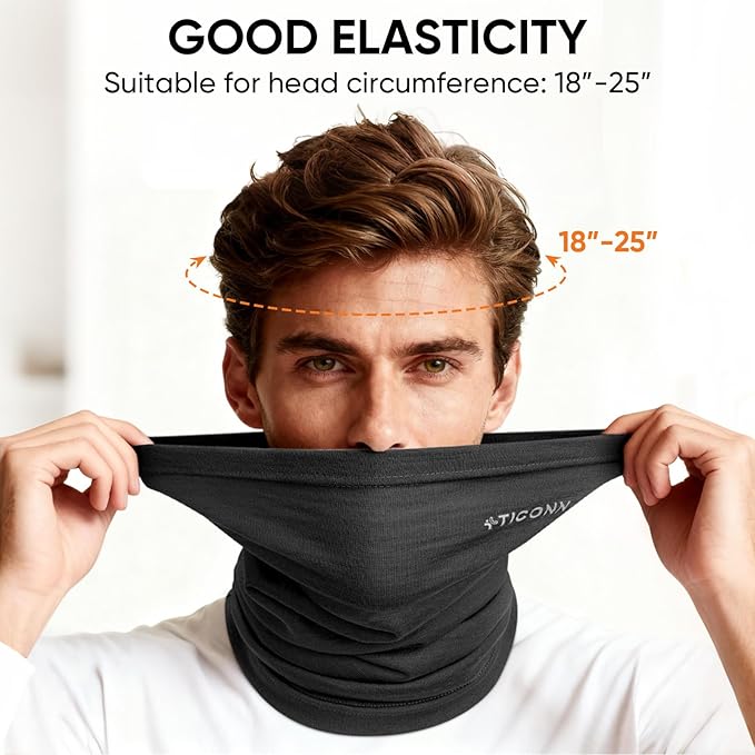 TICONN Neck Gaiter Face Cover Scarf, Neck Warmer Breathable Sun & Wind-proof for Skiing Fishing Hiking Cycling