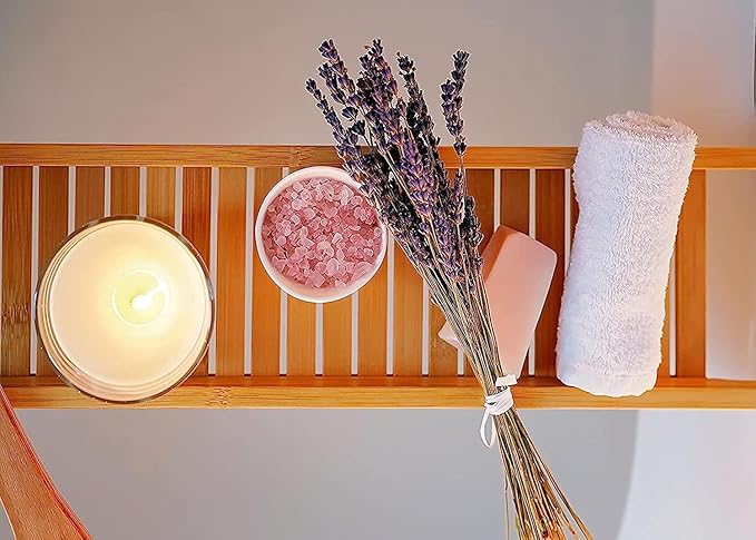 RoyalHouse Bamboo Bath Caddy Tray for Bathtub, with Book and Wine Glass Holder, Attractive Design, Suitable for Luxury Spa or Reading, Ideal Gift for Family & Friends (Pack of 2)