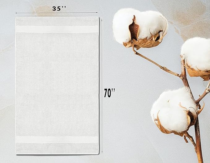 Softolle 100% Cotton Luxury Bath Sheets - Pack of 2 (35" x 70") | Super Soft, Quick-Dry & Highly Absorbent Towels for Bathroom, Home, Spa & Gym (White)