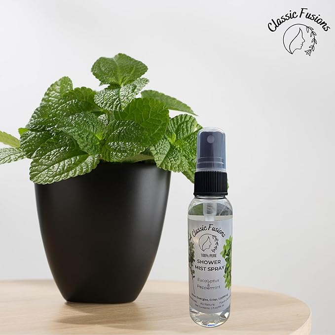 100% Pure Eucalyptus Shower Mist Spray- 2oz Natural Mist for Refreshing Scent. Invigorating & Refreshing- Perfect for Shower, Steam Room, Linens & Room Freshener (Peppermint)