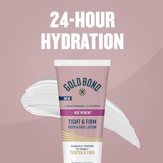 Gold Bond Age Renew Tight & Firm Body & Face Lotion with Proteins & Lipids, Skin Firming Lotion for Aging, Dry Skin, 8 oz.(Pack of 2)