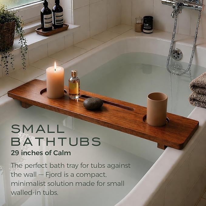 Teak Bathtub Tray for Tub 29” | Bath Tub Tray Wood for Small Tubs, Bath Tray for Tub, Bathtub Trays for Tub, Bath Table Tray for Home Spa | Fjord by JapandiSpirit