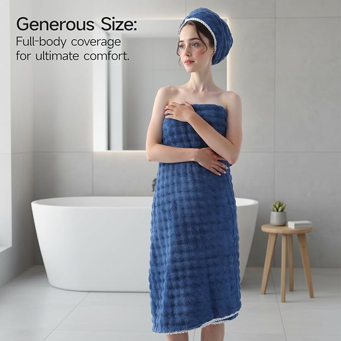 REDKISS 8-Piece Soft Bath Towel Sets, Extra Large 2 Bath Sheet (35×70 in), 2 Hand Towel, 4 Washcloth, Microfiber Quick Dry & Absorbent, Blue Towels for Bathroom