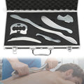 6-Piece Gua Sha Muscle Stainless Steel Scraper Massage Tool Set for Arms/Back/Shoulder Portable Physical Therapy IASTM Tools for Soft Tissue Mobilization with Carrying Case