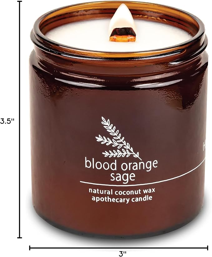Hemlock Park Blood Orange Sage Apothecary Hand-Poured Scented Candle | Crackling Wood Wick, Botanical Fragrance & Coconut Wax | Up to 90 Hour Burn Time | 16 oz