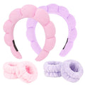 6Pcs Spa Set, Terry Cloth Headbands & Wrist Washbands for Face Washing