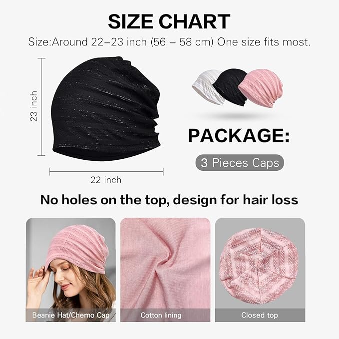 Women's Summer Beanie for Men Hat Boho Hats Adult Dwarf Hats Chemo Cap Cancer Headwear Caps Baggy Skull Sleep Cap Nightcap