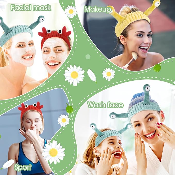 WLLHYF 2 Pack Spa Headband Makeup Brush Set, Bowknot Hair Bands With Silicone Face Mask Brush, Coral Fleece Elastic Headband for Face Washing Shower Sports Makeup Beauty Skincare