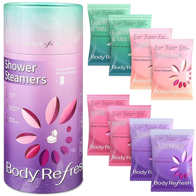BodyRefresh Shower Steamers Aromatherapy 8 Pack - Birthday Gifts for Women, Mothers Day Gifts for Mom Wife from Daughter, Shower Bombs for Stress Relief, Spa Gifts for Women