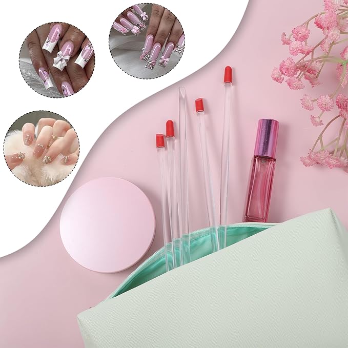 4 Pcs Rubber Tipped Cuticle Pusher, Dual-Ended Tipped Nail Art Tool, Red Hard Manicure Sticks, Nails Cleaner Tool, Remover Tools for Nail Care Polishing