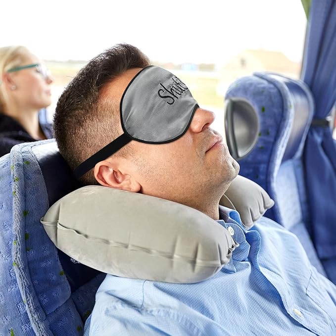 Geyoga 4 Pieces Funny Eye Mask for Sleep Soft Satin Eye Mask Blackout Blindfold with Adjustable Strap Silk Cover Out Lights for Women Men Travel, Nap, Meditation (Champagne, Grey, Purple, Black)