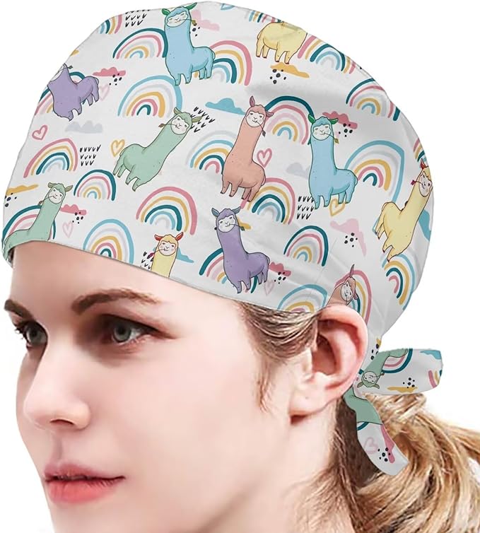JoyLamoria Novelty Printed Cap with Sweatband Women Men Adjustable Tie Back Hats for Paiting