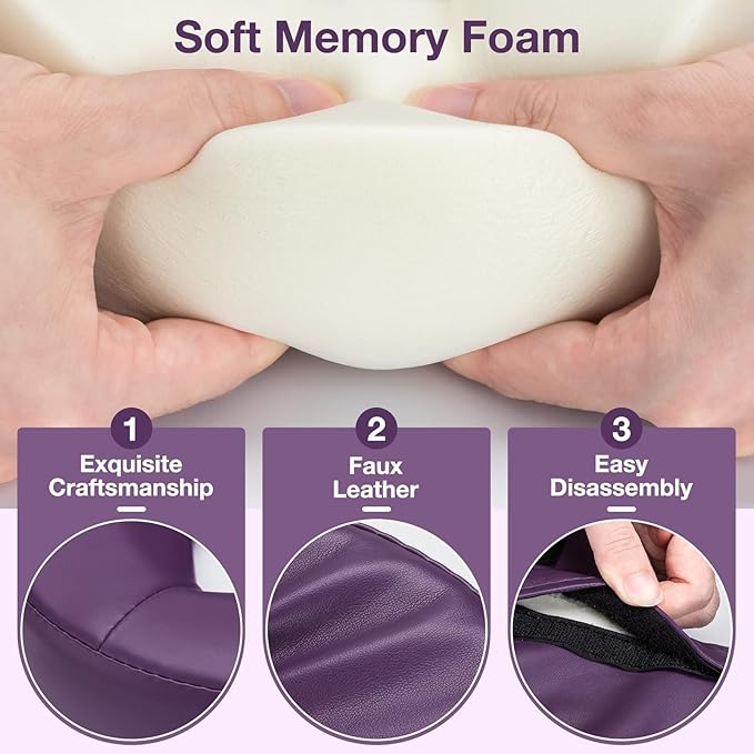 Udefineit Face Down Tabletop Massage Kit, Adjustable Headrest Face Cradle with Hand Rest Pad, Universal Desktop Home Mattress Massage Cradle with Soft Pillow for SPA Chair Bed Office Desk - Purple
