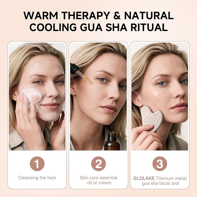 Titanium Gua Sha Facial Tool, Gua Sha Tool for Face & Body,Face Massager Tool for Lymphatic Drainage,Smooth, Skin-Friendly, Hypoallergenic(Silver)
