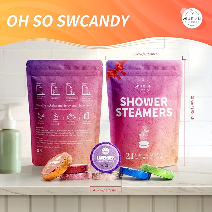 Shower Steamers Aromatherapy 21-Pack Shower Bombs Birthday Day Gifts for Him Mom Wife Her, Eucalyptus Rose Lavender Mint Essential Oil, Bath Bombs Mothers Day Birthday Gifts for Women,Mom Teens