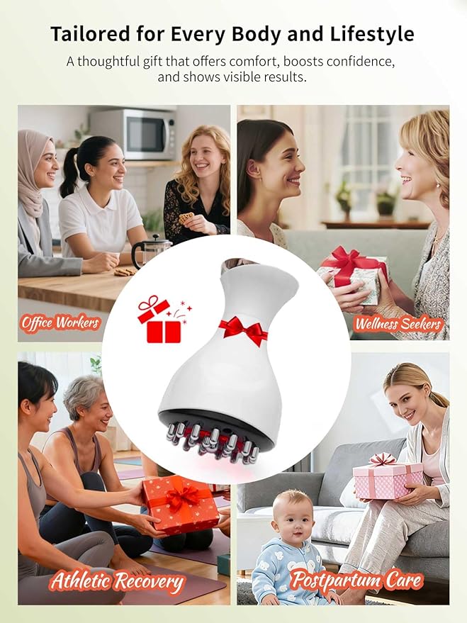 Lymphatic Drainage Massager & Anti Cellulite Massage Tool, for Legs, Arms & Belly, Body,Helps Reduce Stretch Marks & Cellulite,with Microcurrent, Light Heat & Vibration
