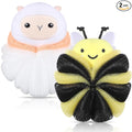 Nuenen 2 Pcs Bath Loofahs Kids Toddler Cute Cartoon Bath Sponges Loofah Pouf Body Scrubber Mesh Sponges for Children Shower Washing Exfoliating (Sheep, Bee)