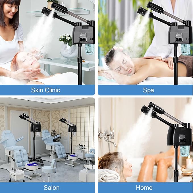 FLOLXNB Professional Facial Steamer, 2 in 1 Facial Steamer, Esthetician Steamer with Hot&Cold Nozzle,Digital Face Steamer for Home Beauty Salon Spa