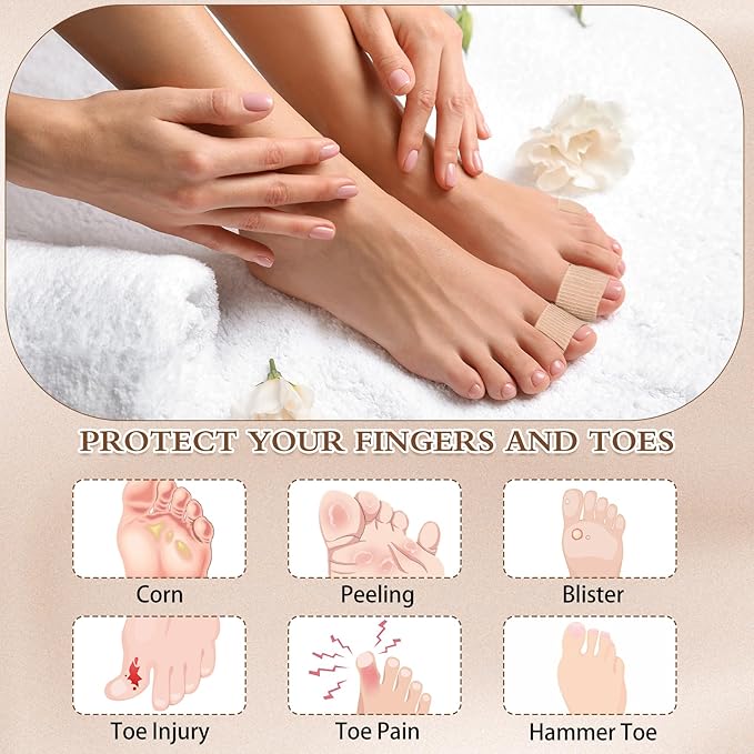 Blulu 24 Pieces Toe Tubes 0.98 Inches Cushion Tube Corn Pads for Toes Sleeves Soft Gel Protectors for Cushions Corns Blisters Calluses 3 Size(Skin Color,Large Size)