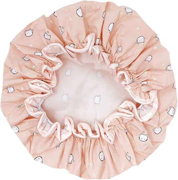 allydrew Reusable Women's Waterproof Shower Caps for Long Hair, Kitties