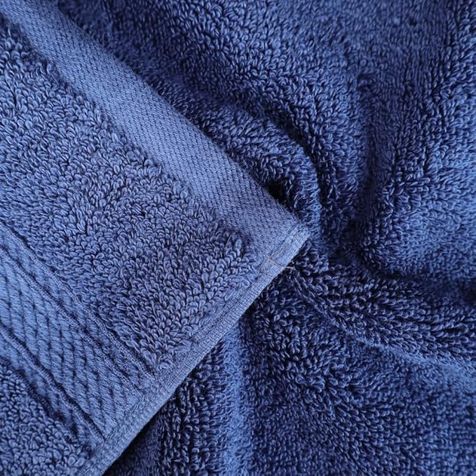 SUPERIOR Egyptian Cotton Pile 3 Piece Towel Set, Includes 1 Bath, 1 Hand, 1 Face Towel/Washcloth, Ultra Soft Luxury Towels, Thick Plush Essentials, Guest Bath, Spa, Hotel Bathroom, Navy Blue