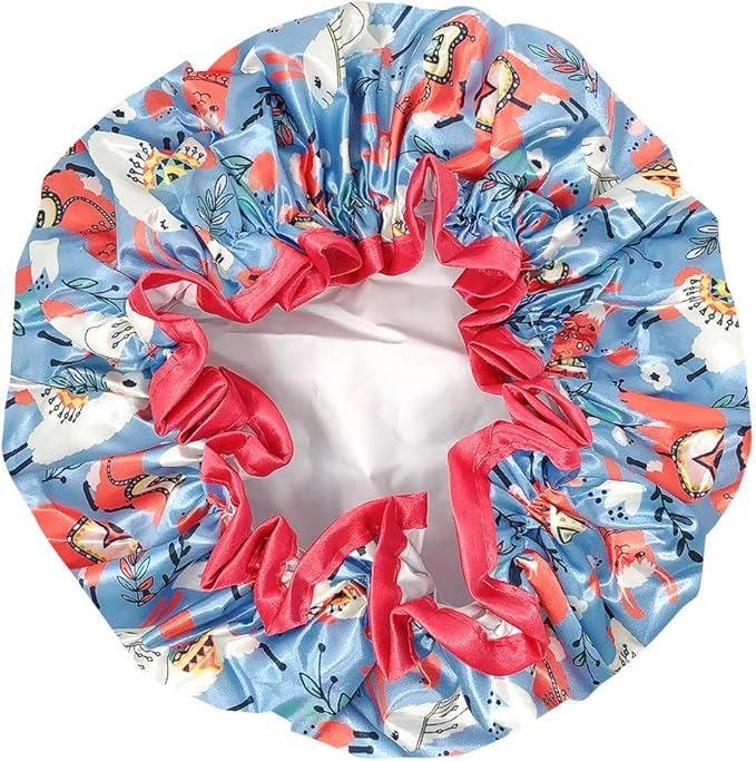 allydrew Reusable Women's Waterproof Shower Caps for Long Hair, Llamas