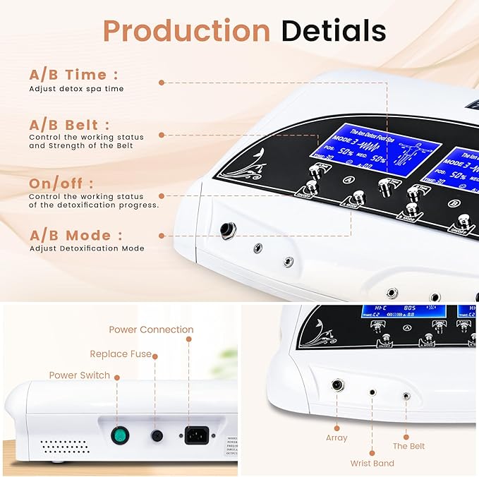 LeCuag Dual Ionic Foot Bath Detox Machine, Negative Ion Foot Spa Cleanse with 2 Arrays & 2 FIR Belts, Home Use Body Detox Foot Spa