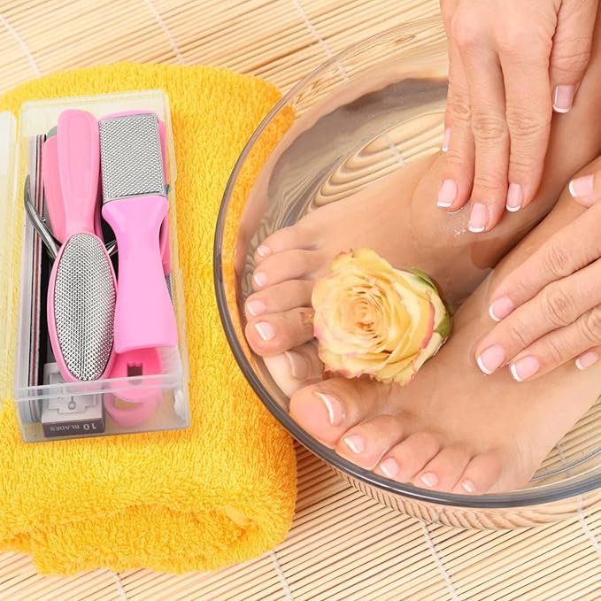 Professional Foot Care Kit, 30-Piece Pedicure Set with Foot File, Callus Shaver, Hard Skin Remover (Pink)