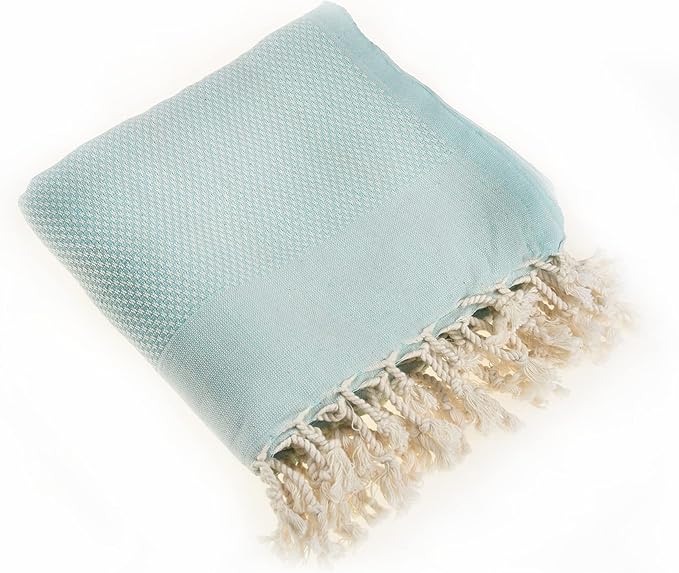 Beach Towel | Cotton Beach Towels, Easy to Carry, Sand Free, Highly Absorbent, Quick Dry, Turkish Towels for Travel Camping Bath Sauna Beach Gym Pool Yoga SPA by Lahammam, Akasya, Aqua
