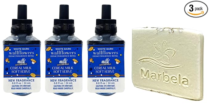 Bath & Body Works Cereal Milk Soft Serve 3 Wallflowers Home Fragrance Refill with a Natural Oats Sample Soap