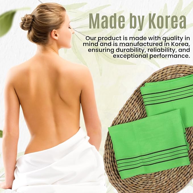 etreetowel Extra Large Size 35.4" x 11" (4 PCs) Korean Asian Exfoliating Bath Washcloths Mitt Scrub for Body and Back washcloth Glove Viscose Rayon Towel for Soft Skin
