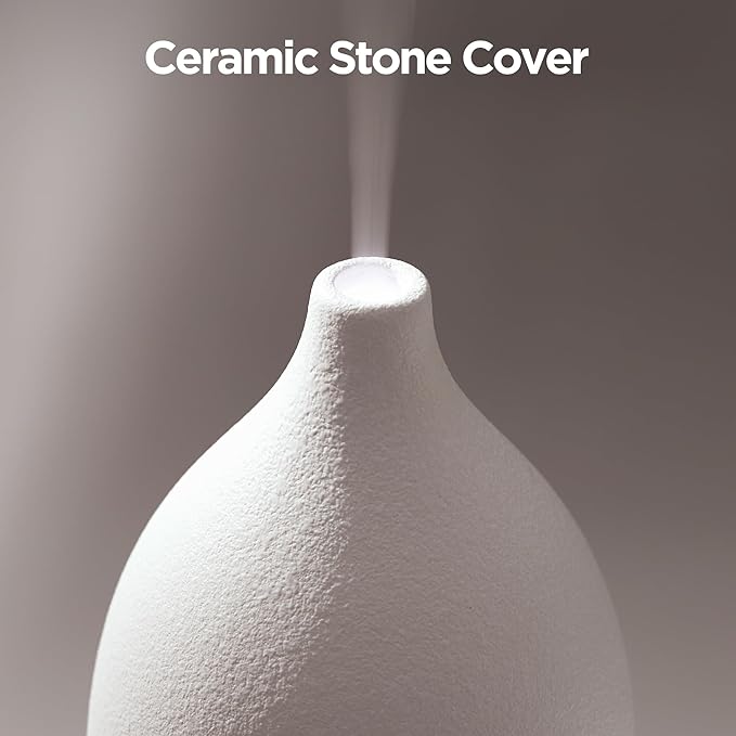 InnoGear Oil Diffuser, 150ML Ceramic Diffuser for Essential Oils Handcrafted Aromatherapy Diffuser Mother's Gift Ultrasonic Cool Mist Humidifier with 2 Mist Modes Waterless Auto Off for Home, White