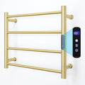 Heated Towel Rack Gold, 4 Bars Towel Warmer Rack for Bathroom Wall Mounted, Timer & Temperature Control (4 Bars Brushed Gold B, Hardwired)