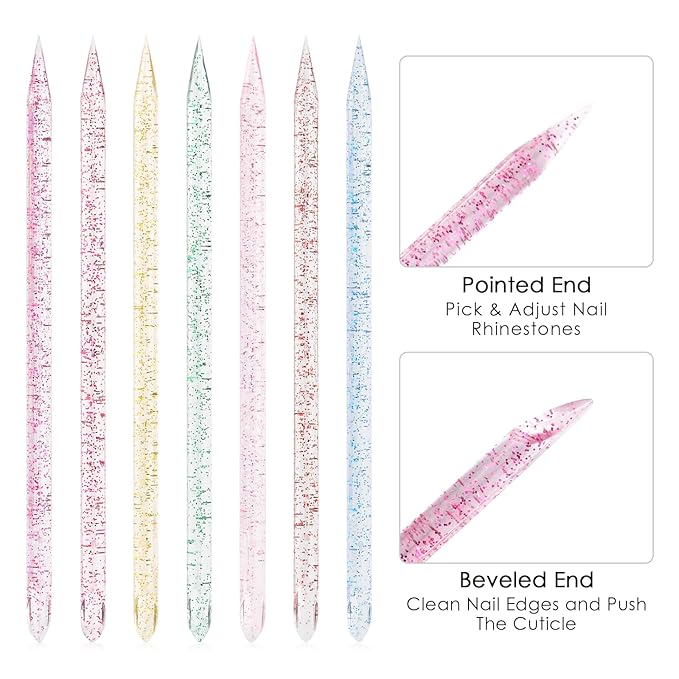 100Pcs Disposable Nail Sticks Double-End Nail Cuticle Pusher Remover Nail Care Stick Cleaning Stick for Fingernail Manicure Pedicure Tool (Rose Red)