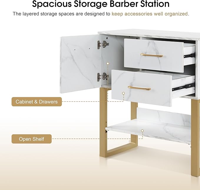 BarberPub Beauty Barber Station, Spa Wall Mount Storage Cabinet, Salon Equipment for Hair Stylist, Spa Beauty Makeup Organizer, 31.4"(L) x 16.5"(W) x 35.7"(H) 3185 (White)
