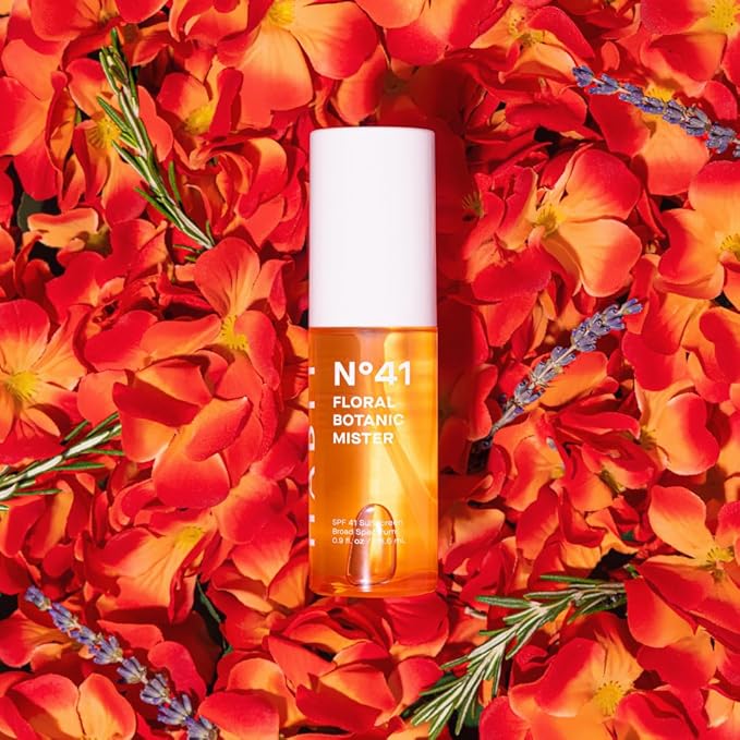 HABIT N°41 Floral Botanic Facial Sunscreen Mist SPF 41 — Touchless Application Over Makeup, Travel Size 0.9 oz